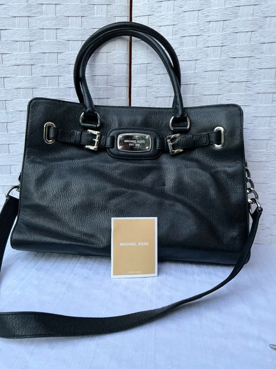 Michael Kors Handbags - Michael Kors Hamilton Satchel Black Silver
